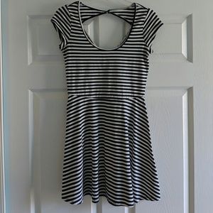Striped Skater Dress with Back Cutout